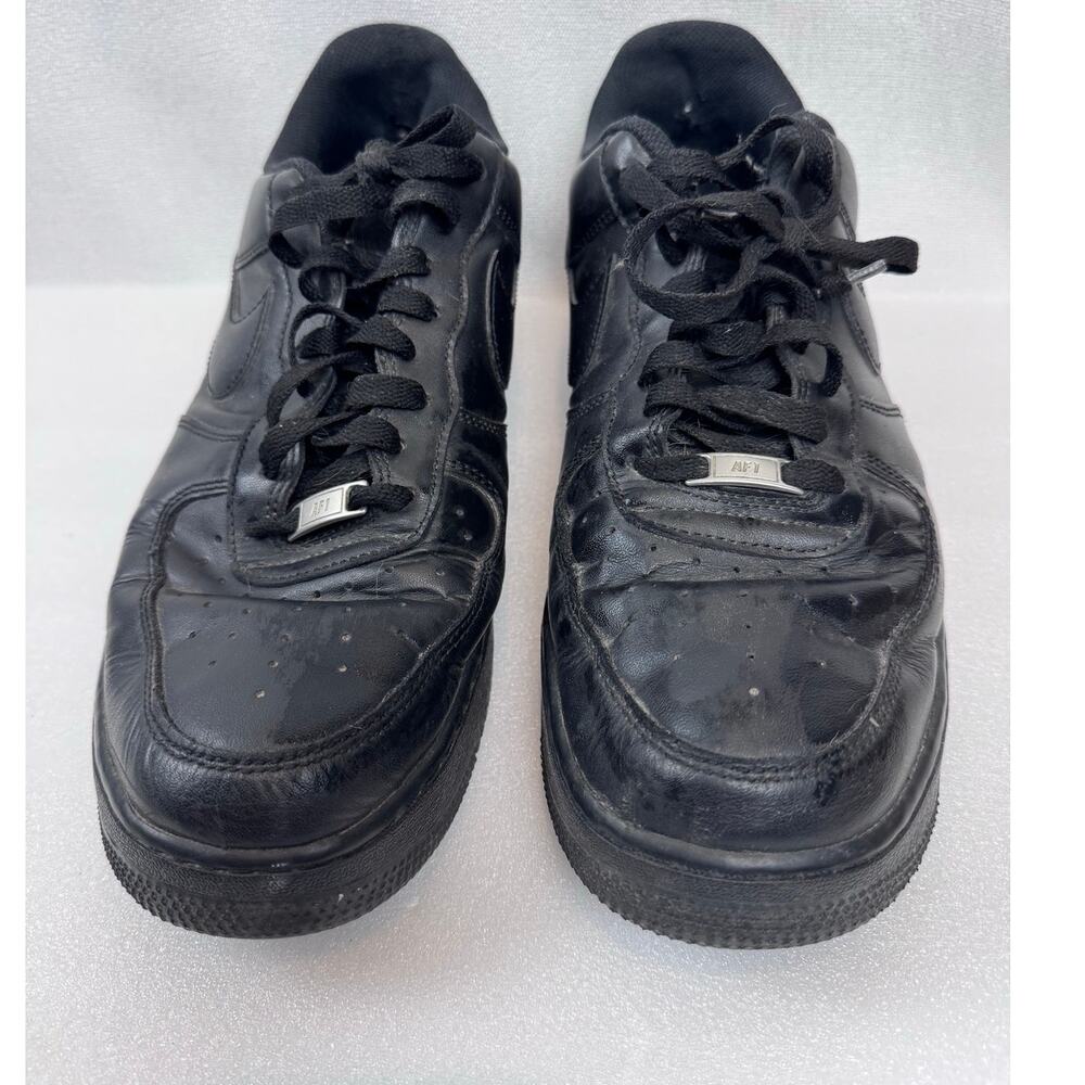 Nike Air Force 1 Men Low Thriple Back Black Sneaker Leather upper Size 12